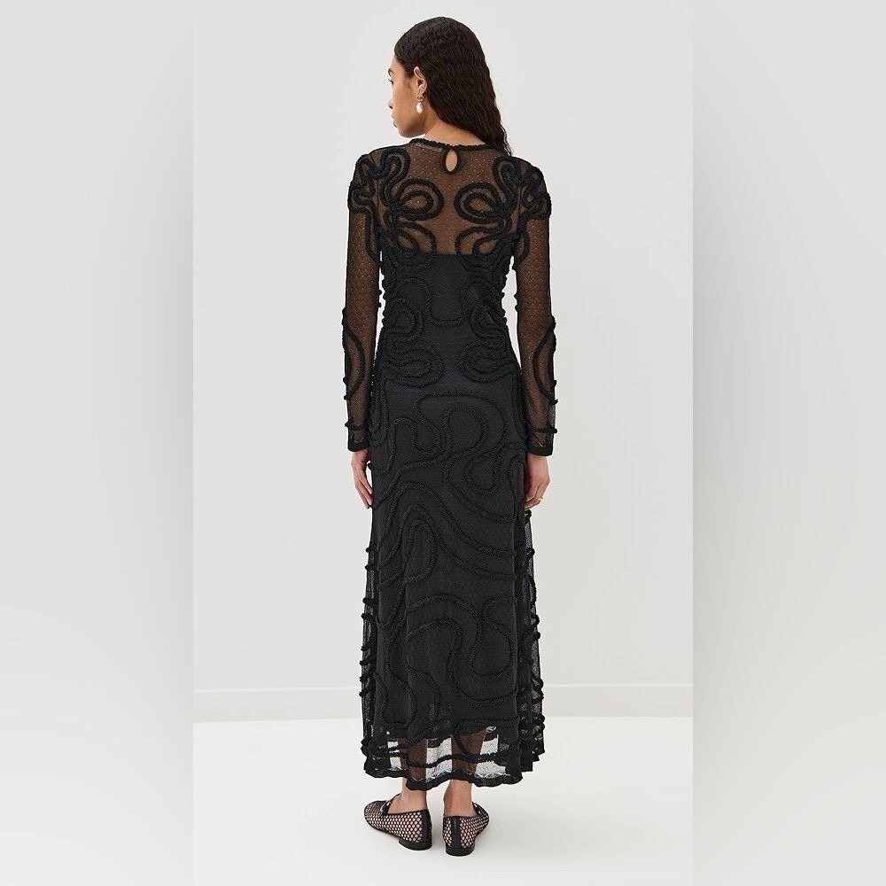 Ulla Johnson Valentina Dress Size Small Black Embroidered Mesh Maxi - Picture 2 of 10
